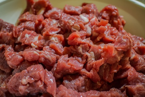 Chopped up beef